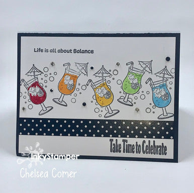 Fun drink card using Flmingo stamp set by InkyStamper
