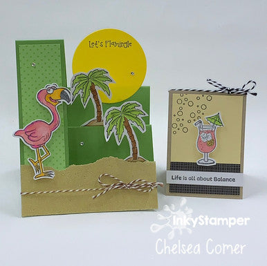 fun card set using Flamingo stamps by InkyStamper