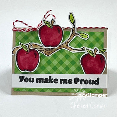 apple card using Caterpillar stamps by InkyStamper