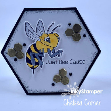 hexagon card using Bee stamp set by InkyStamper