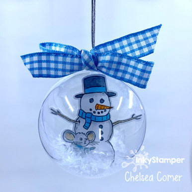 Handmade Ornament using Snowman stamp set by InkyStamper
