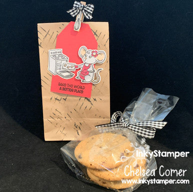 paper bag of cookies decorated using Cookies stamps by InkyStamper