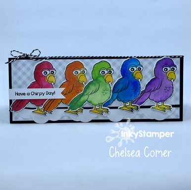 cute Slimline card using Bird stamp set by InkyStamper