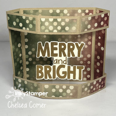 Merry and Bright Half Hexagon Card