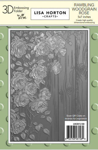 Rambling Woodgrain Rose 3D Embossing Folderby Lisa Horton