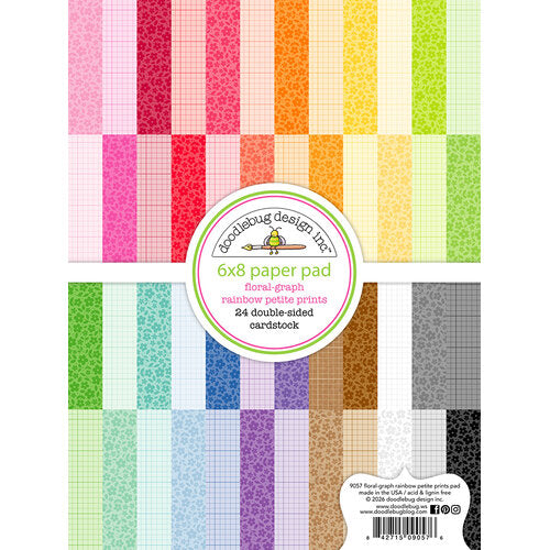 Doodlebug Design - Monochromatic Collection - 6 x 8 Paper Pad - Petite Prints - floral graph