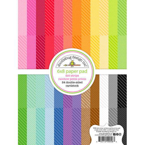 Doodlebug Design - Monochromatic Collection - 6 x 8 Paper Pad - Petite Prints - dot stripe