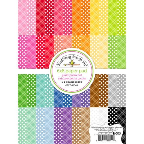 Doodlebug Design - Monochromatic Collection - 6 x 8 Paper Pad - Petite Prints - plaid polka dot