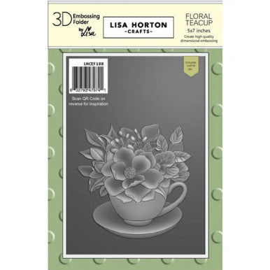 Floral Teacup 3D Embossing Folder and Die by Lisa Horton