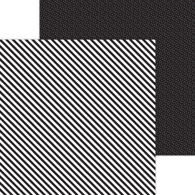 Doodlebug Design - Monochromatic Collection - Candy Stripe / Sprinkles - 12 x 12 - Beetle Black