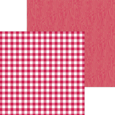 Doodlebug Design - Monochromatic Collection - buffalo check / woodgrain - 12 x 12 - Ladybug