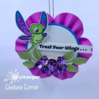 dragonfly using Flowerette die by InkyStamper