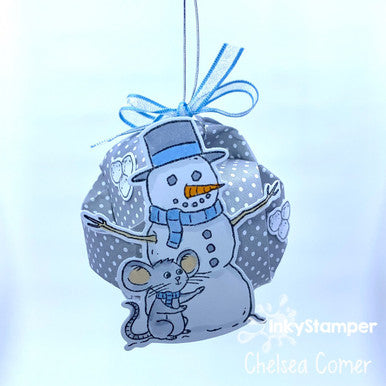 snowman ornament using Orb die by InkyStamper