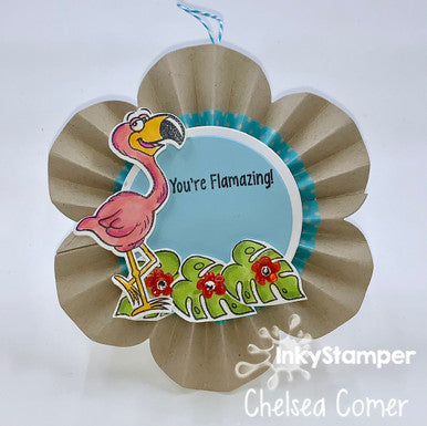 flamingo using Flowerette die by InkyStamper