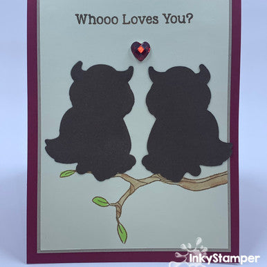 card featuring owl dies using Owl stamp set by InkyStamper