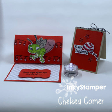 Light up card using Lightning Bug stamps by InkyStamper