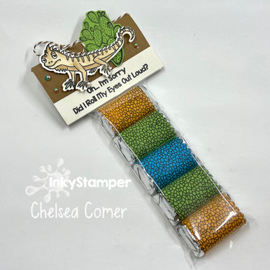 Hershey Miniature treats using Iguana stamp set by InkyStamper