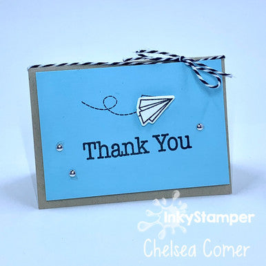 cute mini card using Paper Airplane stamp set by InkyStamper