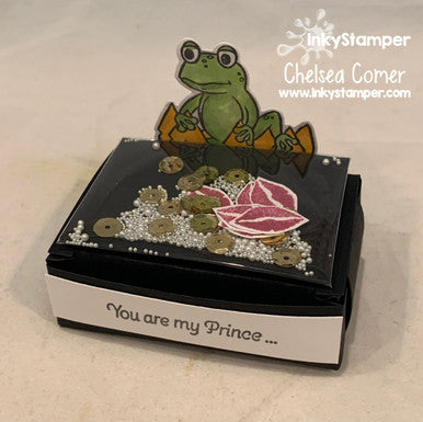 Fun crowned gift box using Crowned stamps by InkyStamper