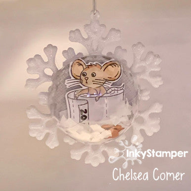 ornament with toilet paper shaker pieces using TP stamps by InkyStamper