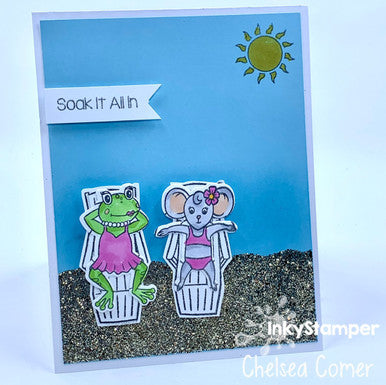 fun friend card using Chaise Lounge stamps by InkyStamper