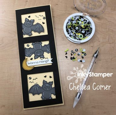 Slimline card using Bat stamp set by InkyStamper