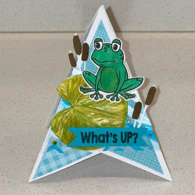 frog teepee card using Freddy Solo stamps by InkyStamper