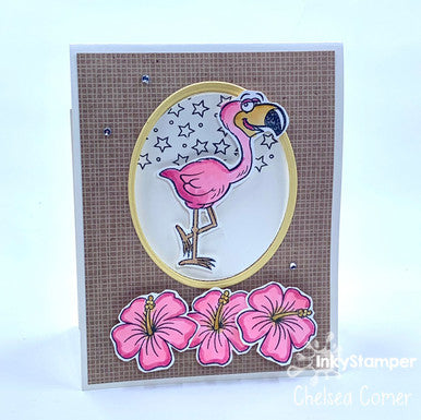 Pop and Flip card using Flamingo stamps by InkyStamper