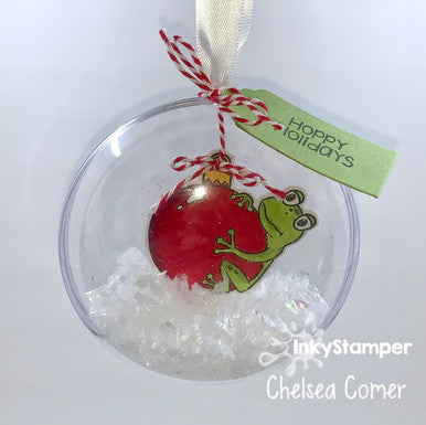 Handmade Ornament using Christmas Bauble stamp set by InkyStamper