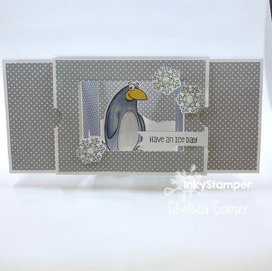 theater card using Penguin stamps by InkyStamper