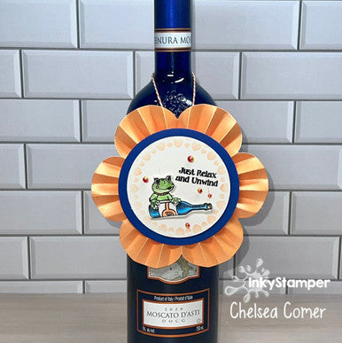 wine bottle hanger using Flowerette die by InkyStamper
