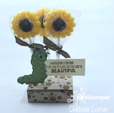 fun lollipop treat using Caterpillar stamps by InkyStamper