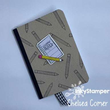 little notebook using Owl stamp set by InkyStamper