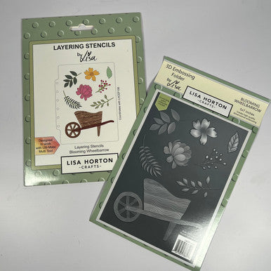 Blooming Wheelbarrow 3D Embossing Folder and Stencil by Lisa Horton