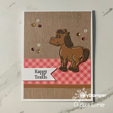 cute horse card using Horse stamp set by InkyStamper