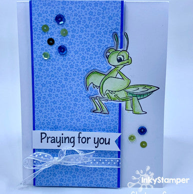 sympathy card using Praying Mantis stamps by InkyStamper