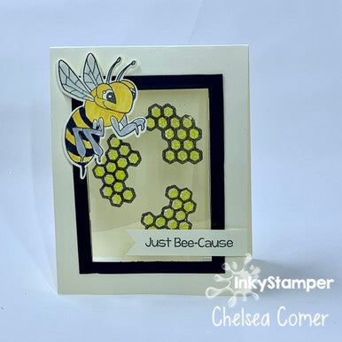 Clear panel card using Bee stamp set by InkyStamper