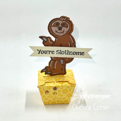 Tabbed Box treat using Sloth stamp set by InkyStamper