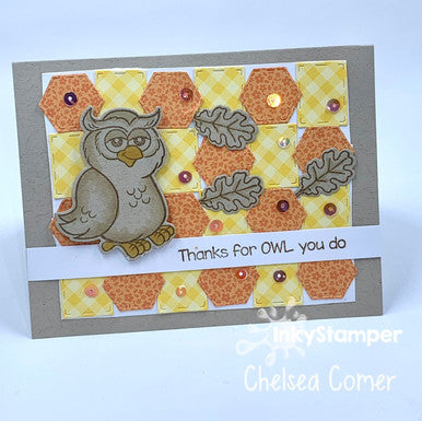colorful project using Owl stamp set by InkyStamper