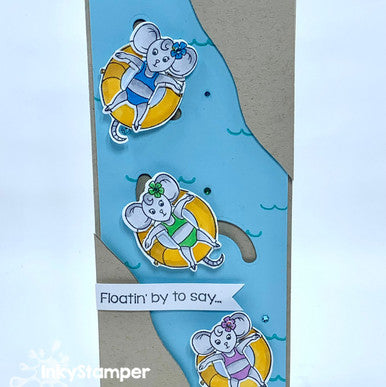 lazy river card using Like to Move it Dies by InkyStamper