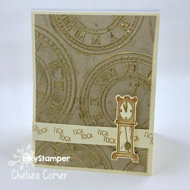 grandfather clock using Nutcracker stamp set by InkyStamper
