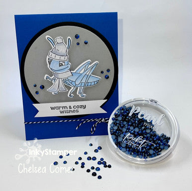 Winter grasshopper card using Grasshopper stamps by InkyStamper