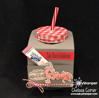 fun drink holder with pocket using Ant stamps by InkyStamper