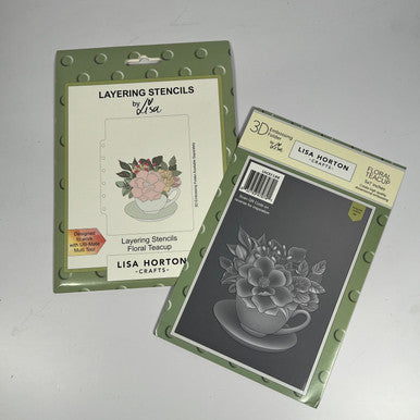 Floral Teacup 3D Embossing Folder and Stencil by Lisa Horton