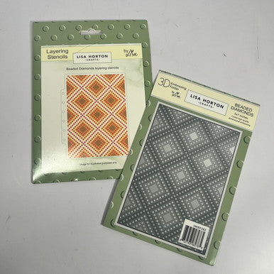 Beaded Diamonds 3D Embossing Folder and Stencil by Lisa Horton