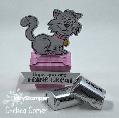 Cat tabbed treat box using Cat stamps by InkyStamper