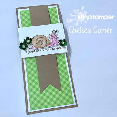 slimline card using Snail stamps by InkyStamper