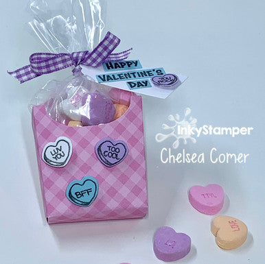 conversation heart fry box using Snail stamps by InkyStamper