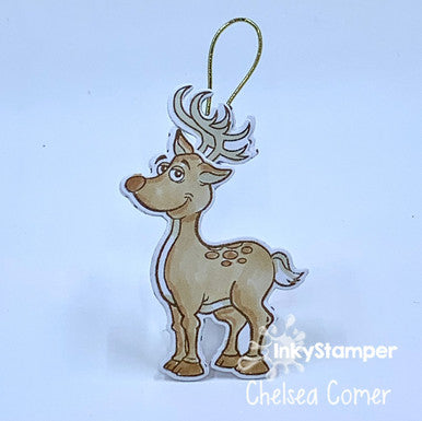 removable ornament using Deer stamp set by InkyStamper