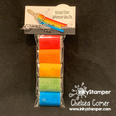rainbows of chocolate using  Scallop Candy Wrapper die by InkyStamper